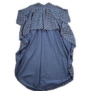 Dice Polka Dot High Low Top Women's Large Mock Neck Navy White Funky Art Modest